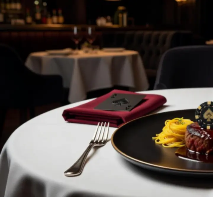 Elegánsan tálalt gourmet fogások gyertyafényes asztalon